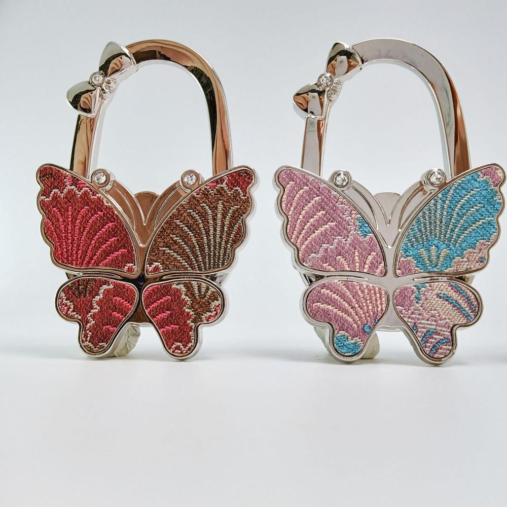 Portable Butterfly Desk Side Hook Foldable Space Saving Purse Hanger Heavy Duty Desktop Decorative Bag Hook Home Office Desk Use