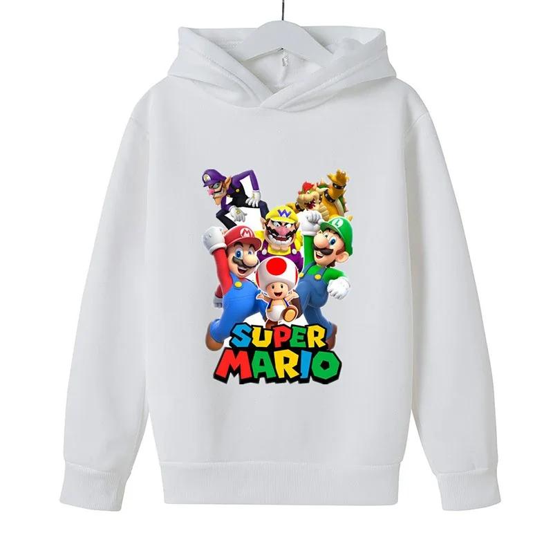 MINISO Girls Game Mario bros Hoodies Kids Baby Child Cartoon Tops Spring Children Long Sleeve Print Sweatshirt Autumn Boys Pullovers