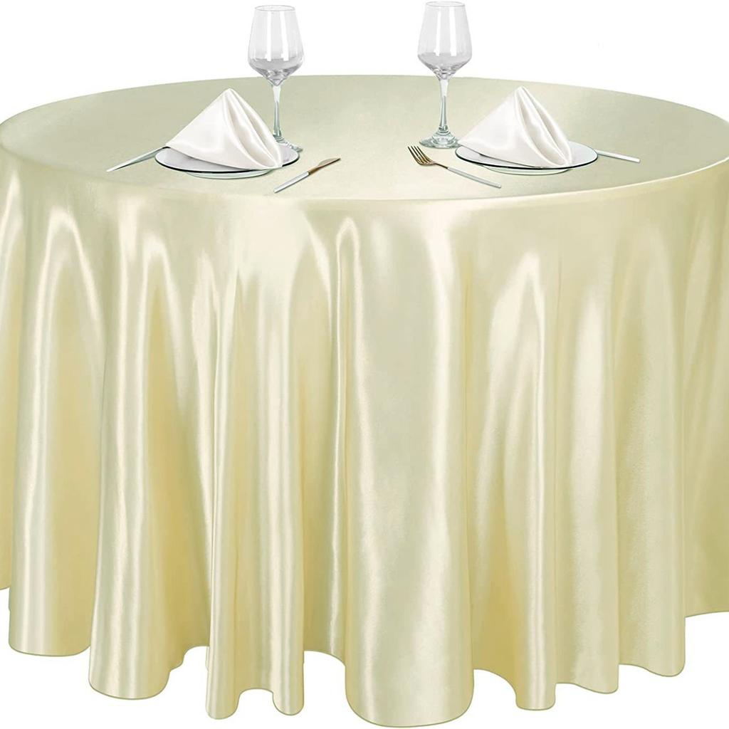 Round Satin Tablecloth Sky blue Bright Silk Tablecloth  For Baby Shower Wedding Birthday Party Banquet Christmas Table Decor