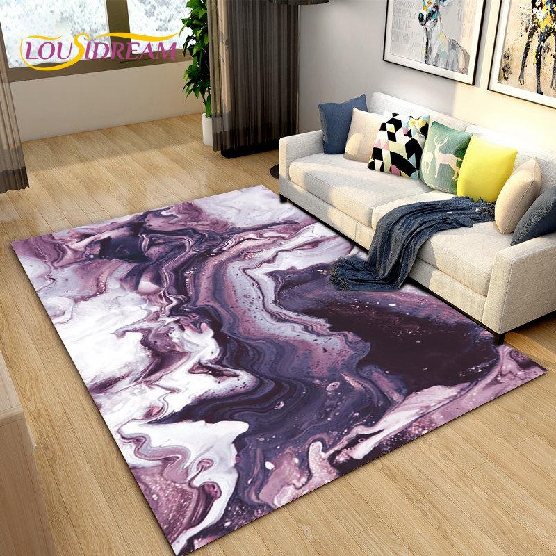Nordic Black Colour Gold Marble Area Rug Large,Carpet Rug for Living Room Bedroom Sofa Doormat Decoration,kid Non-slip Floor Mat