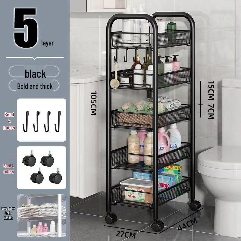 Compact Multi-layer Trolley Storage Rack for Kitchen, Bedroom, and Bathroom