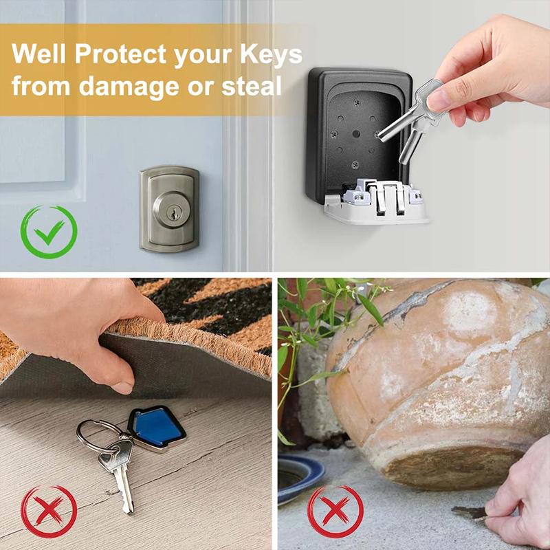 Metal Material Password Lock Storage Box Outdoor Waterproof Wall Mount 4 Digit Password Key Box Anti Theft Lock Safe Box