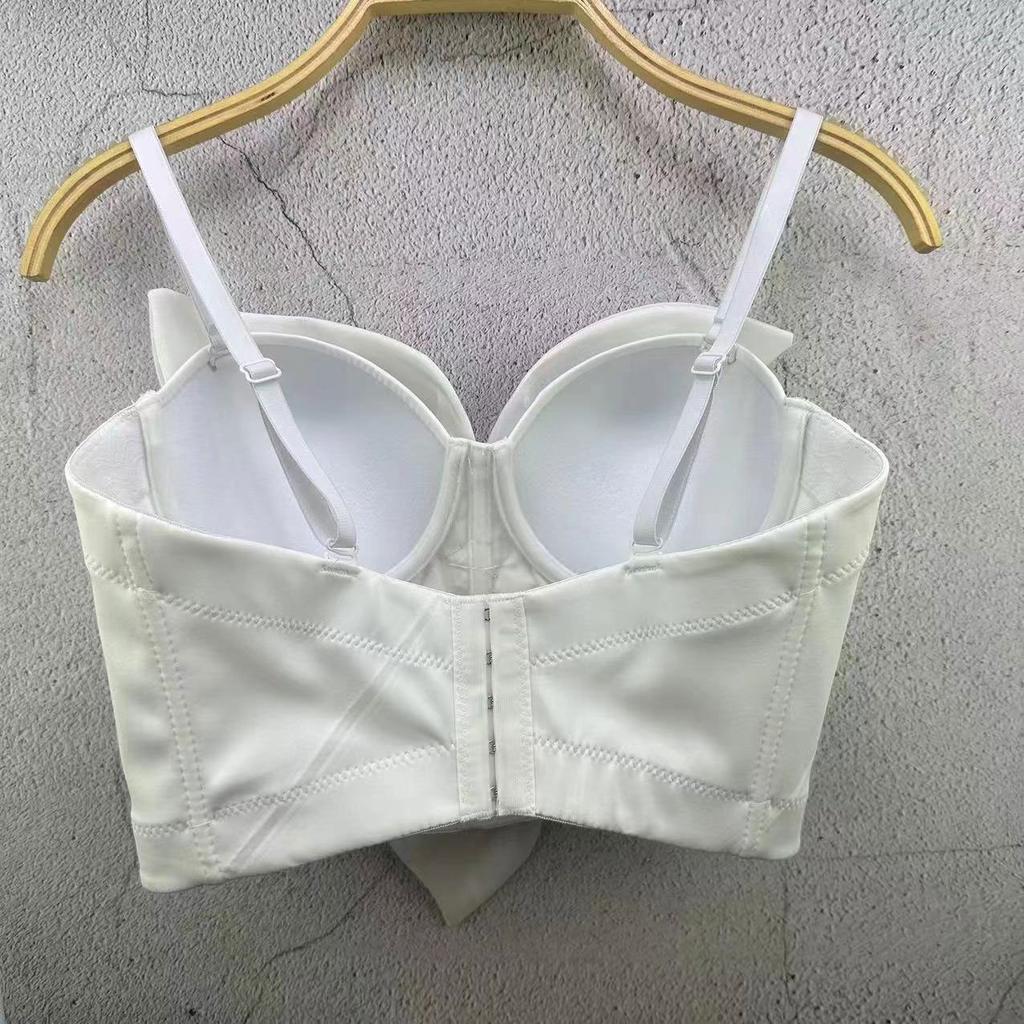 Handmade Large Flower Solid Color Small Tank Top Straps Elegant Retro Stage Style Spring Fishbone Fitted Top Camis & Tank Tops