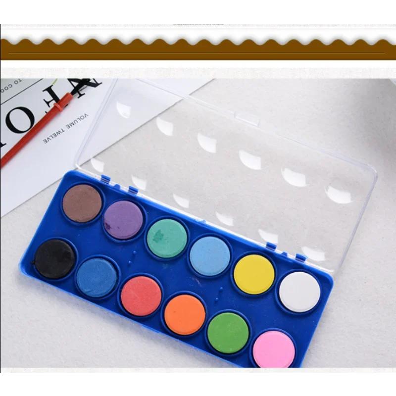 12 Farben Feste Aquarellfarben Pinsel Pigmente Malpinsel für Kinder Kind DIY Kunstbedarf Sets Zeichenwerkzeug-Set