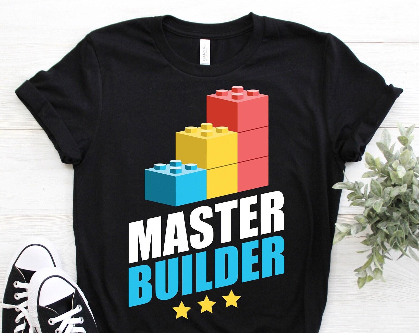 Master Builder Building Blocks Brick Builders Toys Gift T-Shirt, Cool Funny Playing Build Builders Kids Youth Children Unisex Cute Present, 150