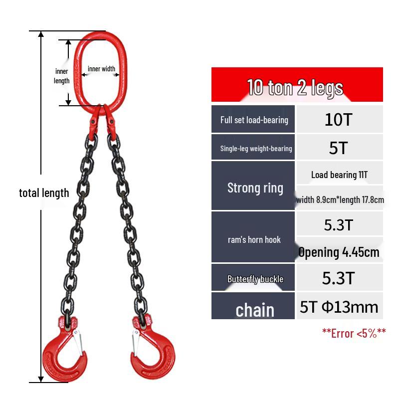 G80 Manganese Steel Chain Sling with Hook and Shackle for Lifting and Overhead Crane Operations