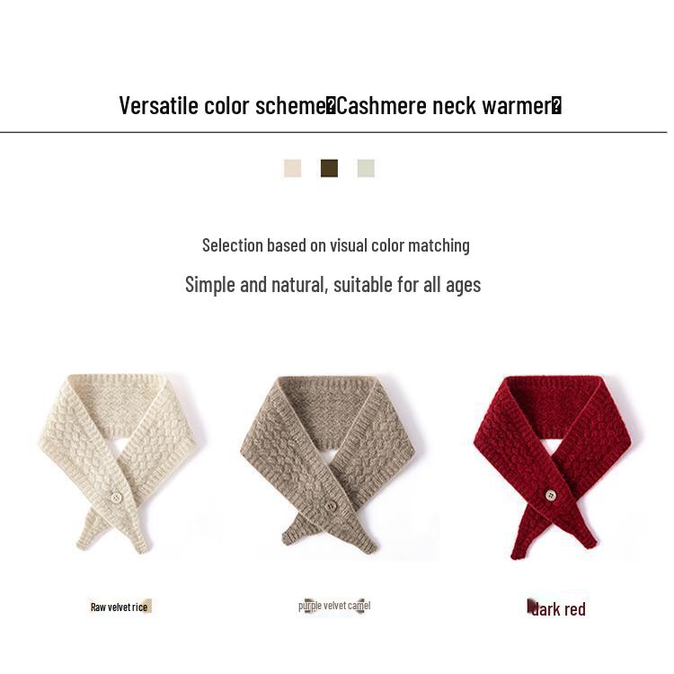 Pure Cashmere Knitted Snood Scarf - Warm, Short, Small Neck Protector, Ideal for Parent-Child Matching