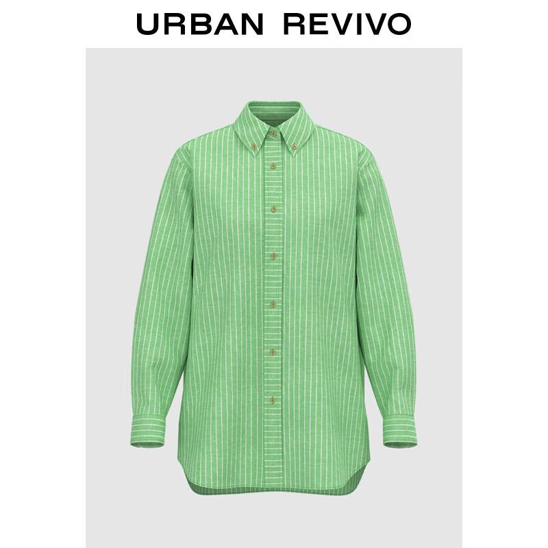 UR Women s Green Color-Block Stripe Button-Front Shirt M