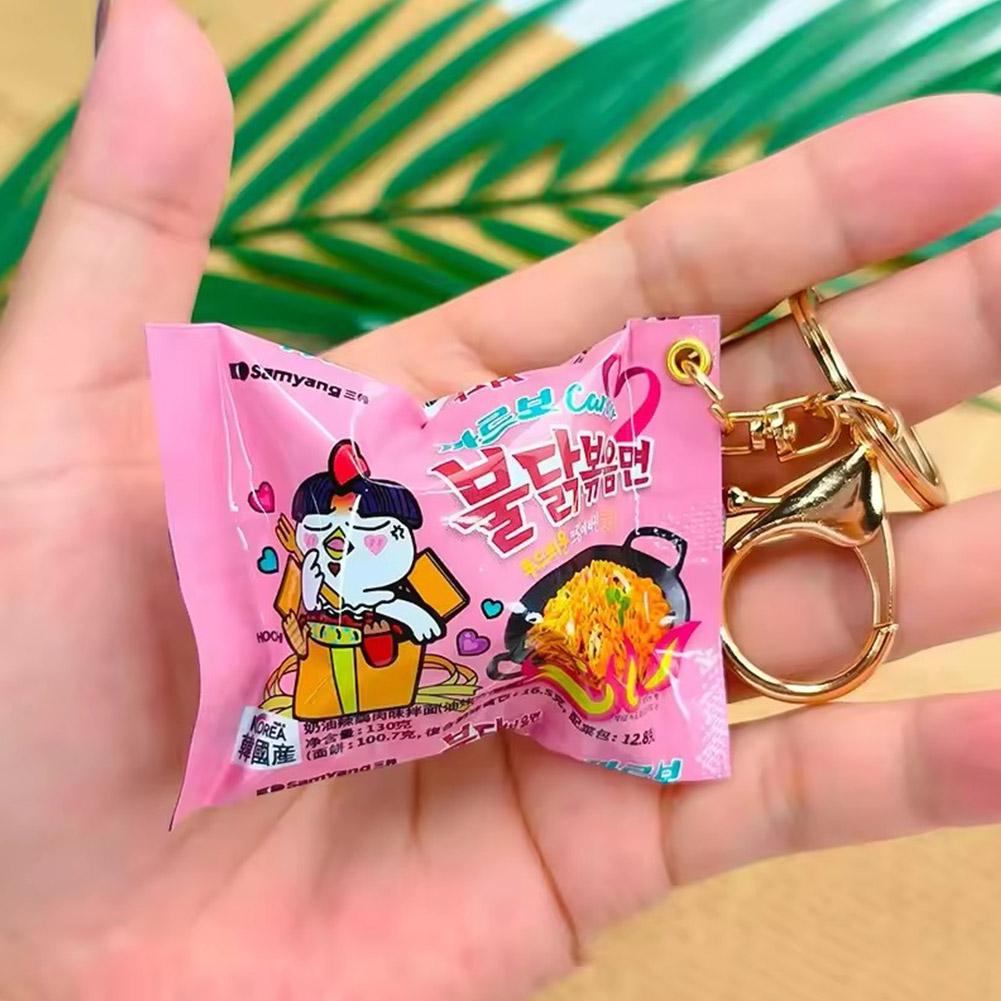 Korean Simulation Instant Noodles Keychain On The Phone Mini Snacks Pendant Bag Pendant Car Key Ring Gifts