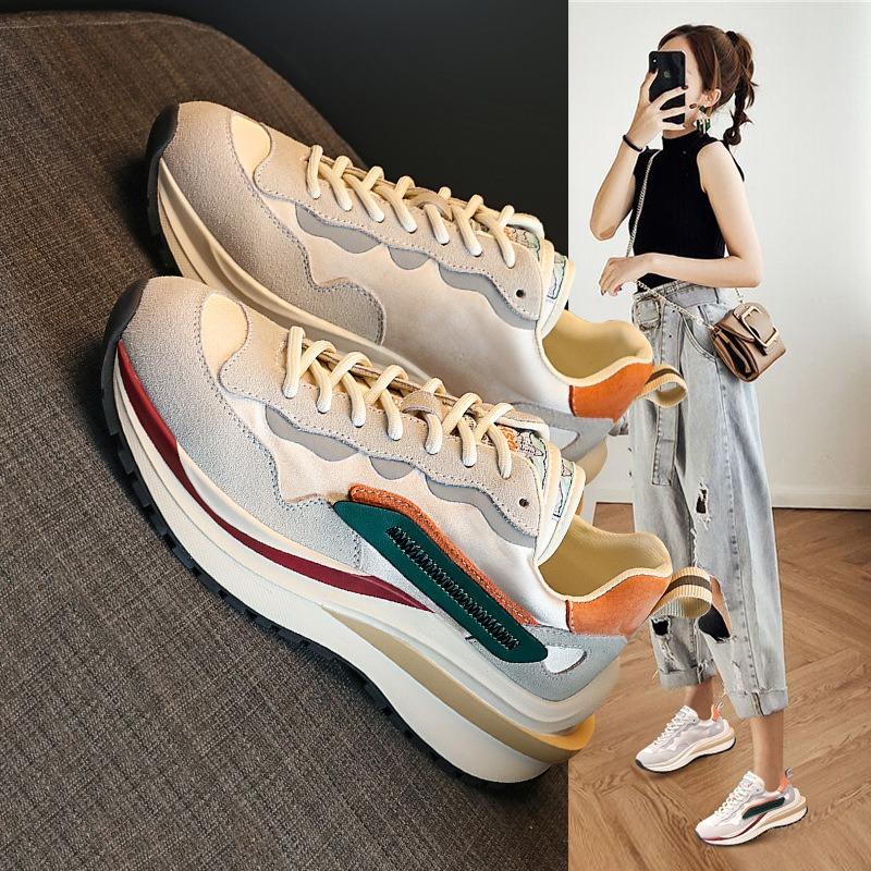 Leather 2 Autumn and Winter New Versatile Casual Waffle Velvet Sports Small Waist Women's Shoes