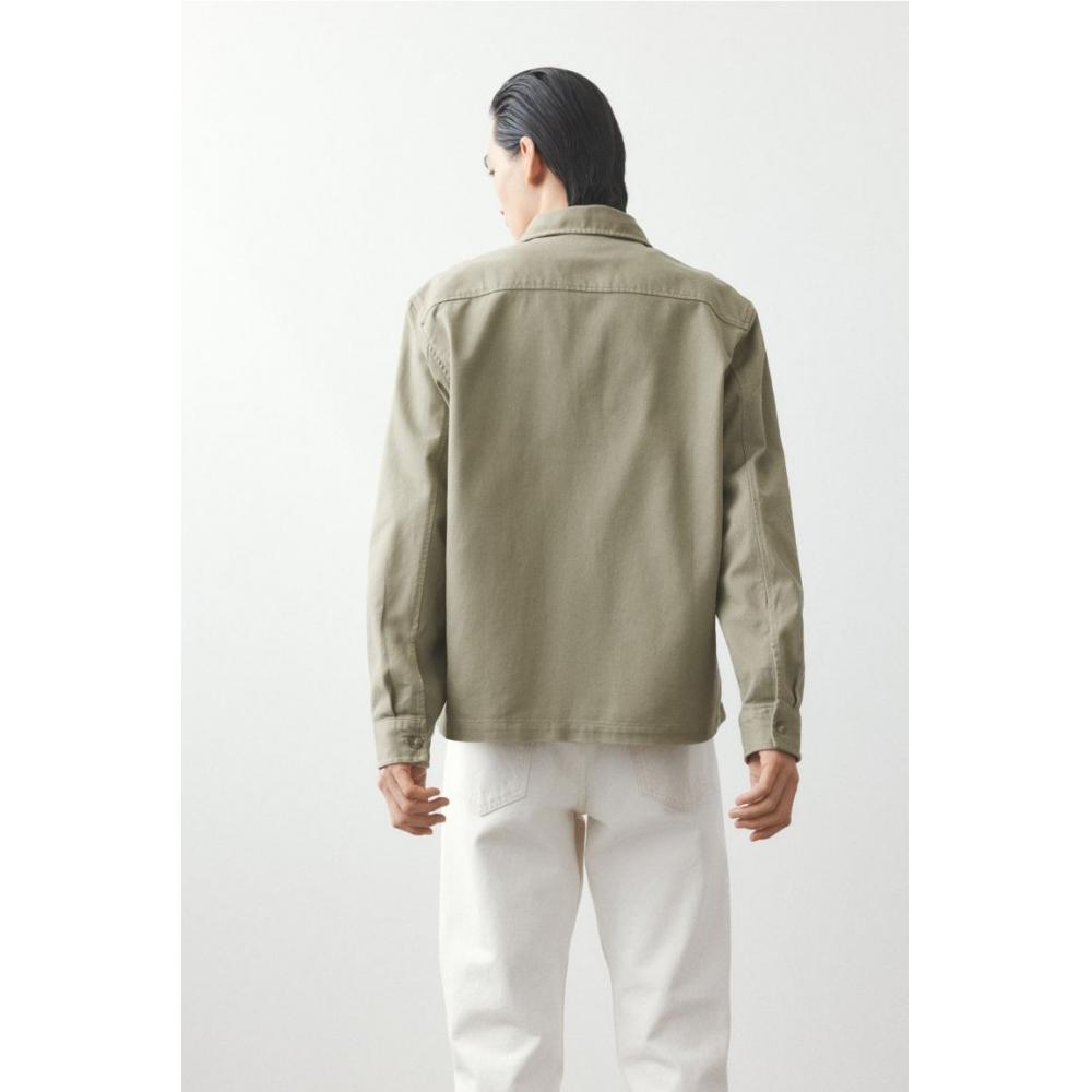 H M Regular Fit Cotton Twill oversHirt kHaki Green