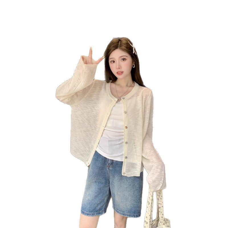 

Round-neck Knitted Cardigan for Women, A Thin Summer Korean Style Halter Top, Paired with A Sun-protective Blouse, A Smock Jacket and A Short Top one size червоний