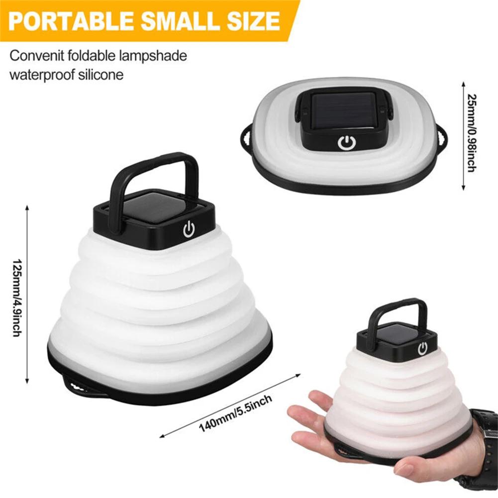 Solar Camping Lantern Outdoor IP65 Waterproof Portable Collapsible Camping Light USB Charging 3 Lighting Modes Lamp With Handle
