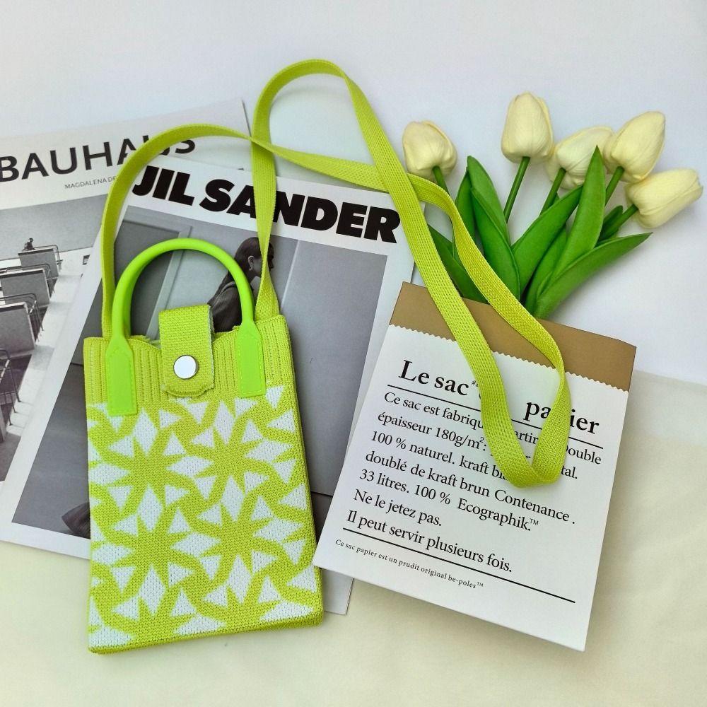 Mini Shoulder Bag Cute Mobile Phone Bag Student Messenger Bag Knitted Handbag Key Holder Lipsticks Pouch