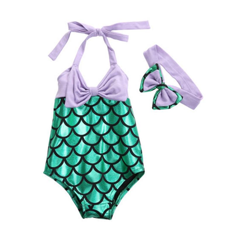 NWT Girls Mermaid Blue Swimsuit One Piece Bathing Suit 2T 3T 4T 5T
