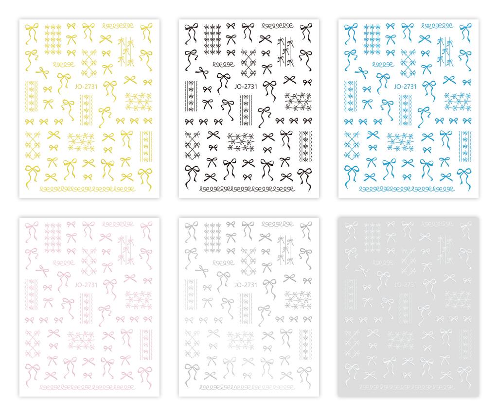 1Sheet Bowknot Lace Ribbon Nail Art Stickers Korean Sweet Style 3D Relief Art Decoration Self Adhesive Nails Decals