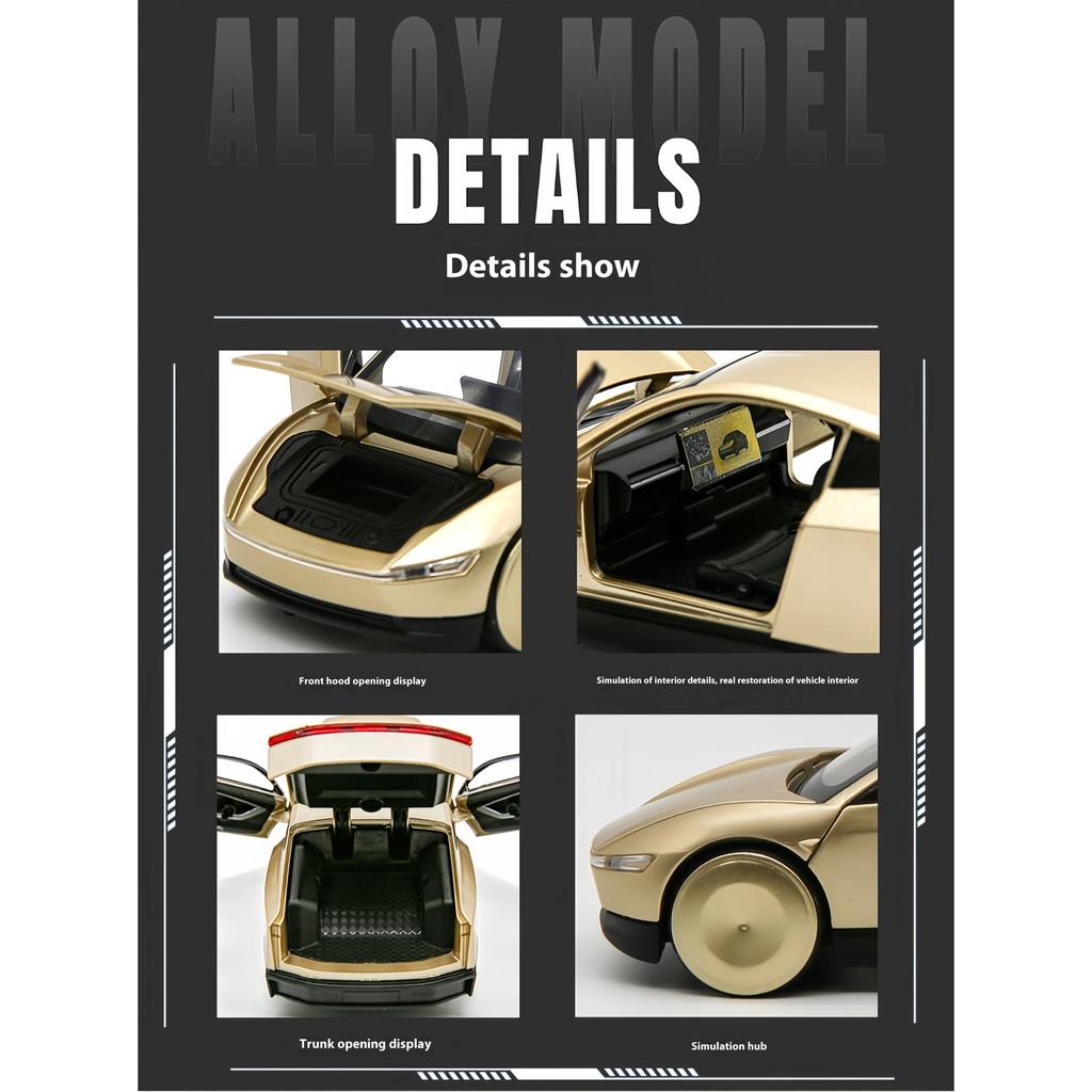 Simulation 1/32 Tesla Cybercab ROBOTAXI Metal Die Cast Car Model, Desktop Decoration Ornaments, Children's Toy Cars, Boys Gifts