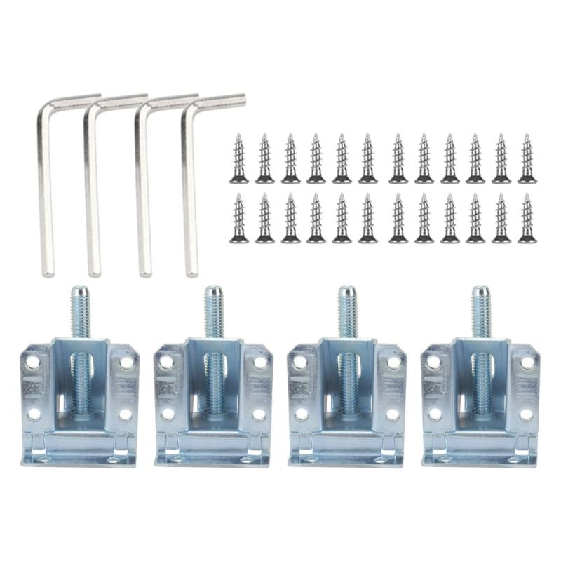 Pacote com 4 Pés Ajustáveis para ArmárioPés de Suporte de Móveis de Metal de Alta Resistência com Design Antiderrapante Para Estabilidade de Guarda-roupa