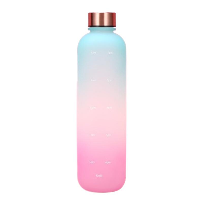 Colorful Gradient Plastic Sports Water Bottle 1000ml Large Capacity Matte Finish High Temperature Resistance