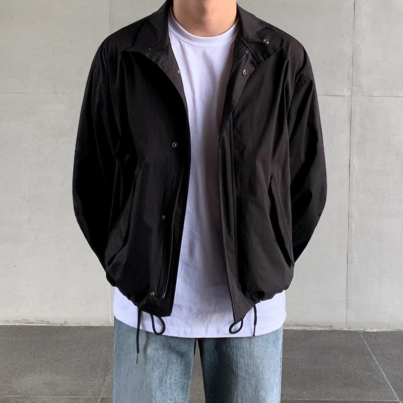 Men's Lapel Jacket Spring and Autumn Korean Style Loose Thin Tops Versatile Jackets Work Jackets