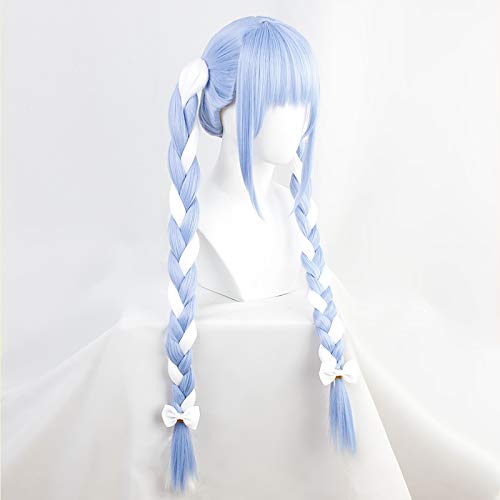 Usada Pekora Cosplay Wig, Blue and White, Braided, Heat-Resistant