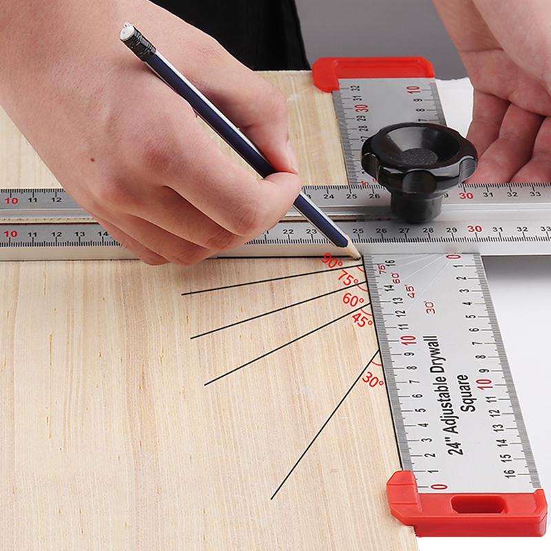 High Precision Angle Ruler Woodworking Scribe Drawing Layout  Marking Tool Crossed-Cut T-type Ruler Measuring Gauge 600mm