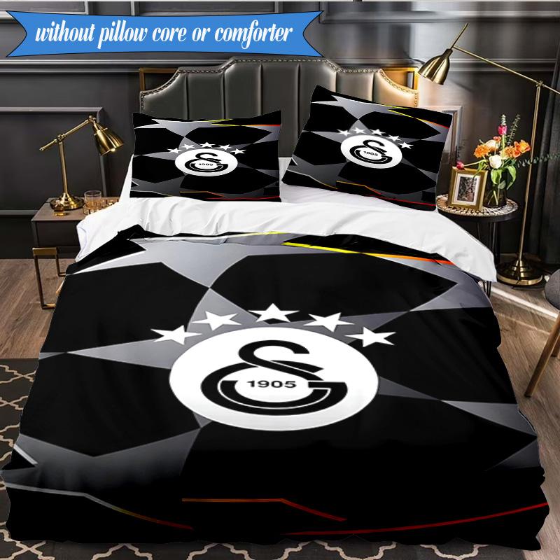 3PCS Galatasaray Football Club Crest Bedding Set 2D Printing (Includes 1 Duvet Cover + 2 Pillowcases Coreless), Bedroom decor,Fan gift