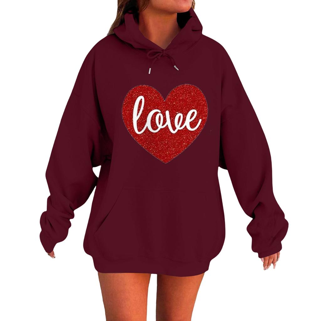 Women's Loose Comfortable Casual Fashionable Love Printed Long Sleeved Sweatshirt