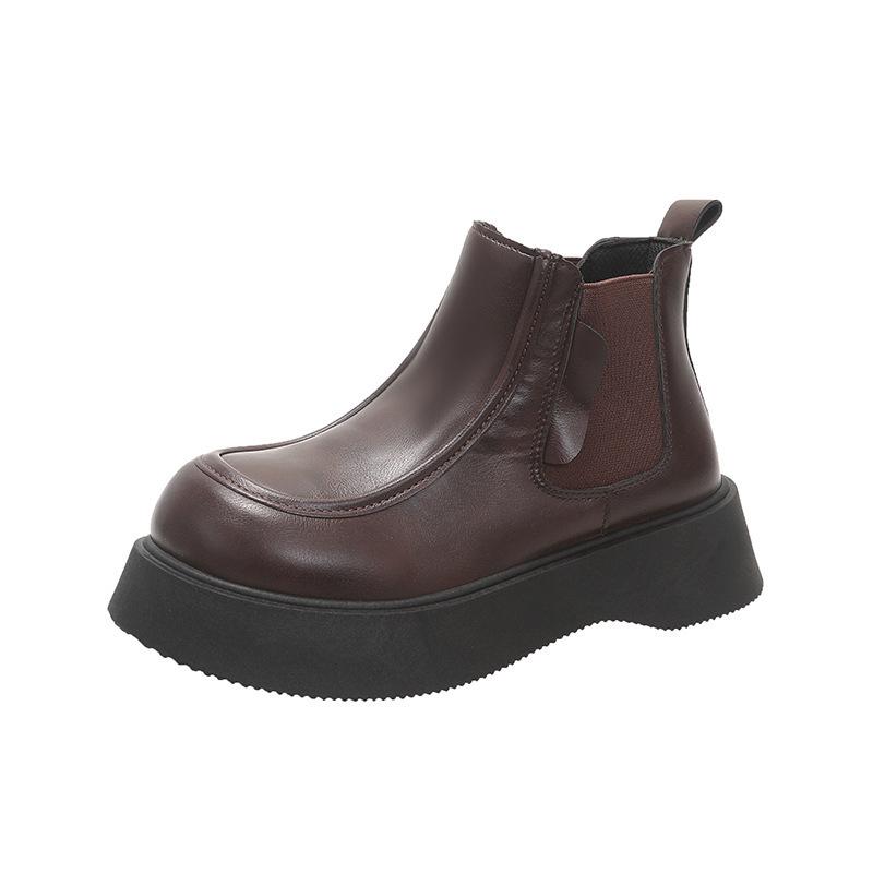 Retro Martin Boots Women's New Autumn Small Man Looking Thin Short Boots Simple Thick-soled Small Leather Shoes