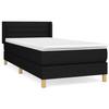 3130307 vidaXL Lit à sommier tapissier et matelas Noir 80x200 cm Tissu