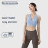 Women's Cross-Border Halter Sports Bra with Chest Pads - Criss-Cross Tie-Up Yoga Top, Deep V, Beautiful Back, Sleeveless Design