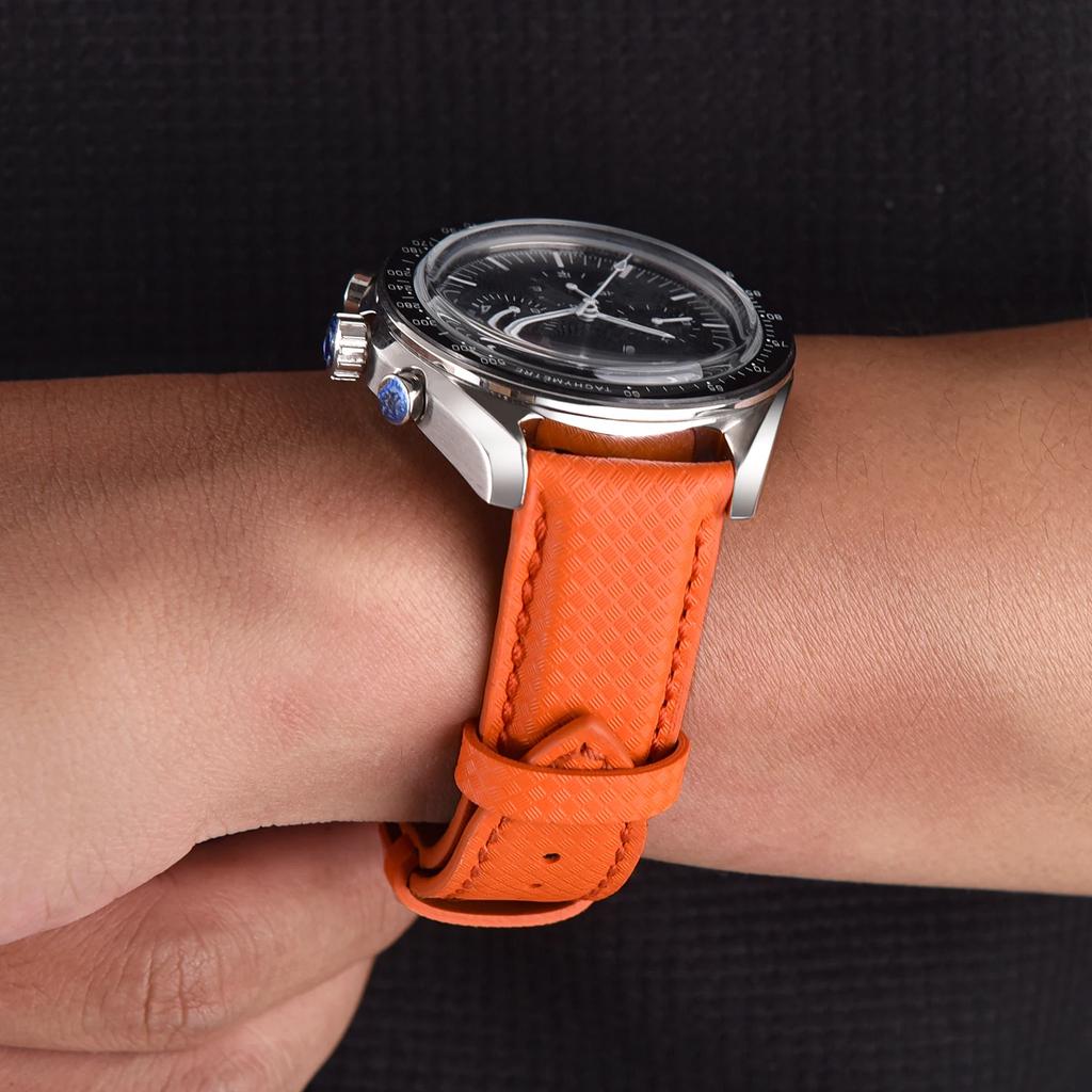 New Design FKM Rubber Leather Watch Strap 18mm 19mm 20mm 22mm Quick Release For Delugs Sailcloth Watch Bands Universal Wristband