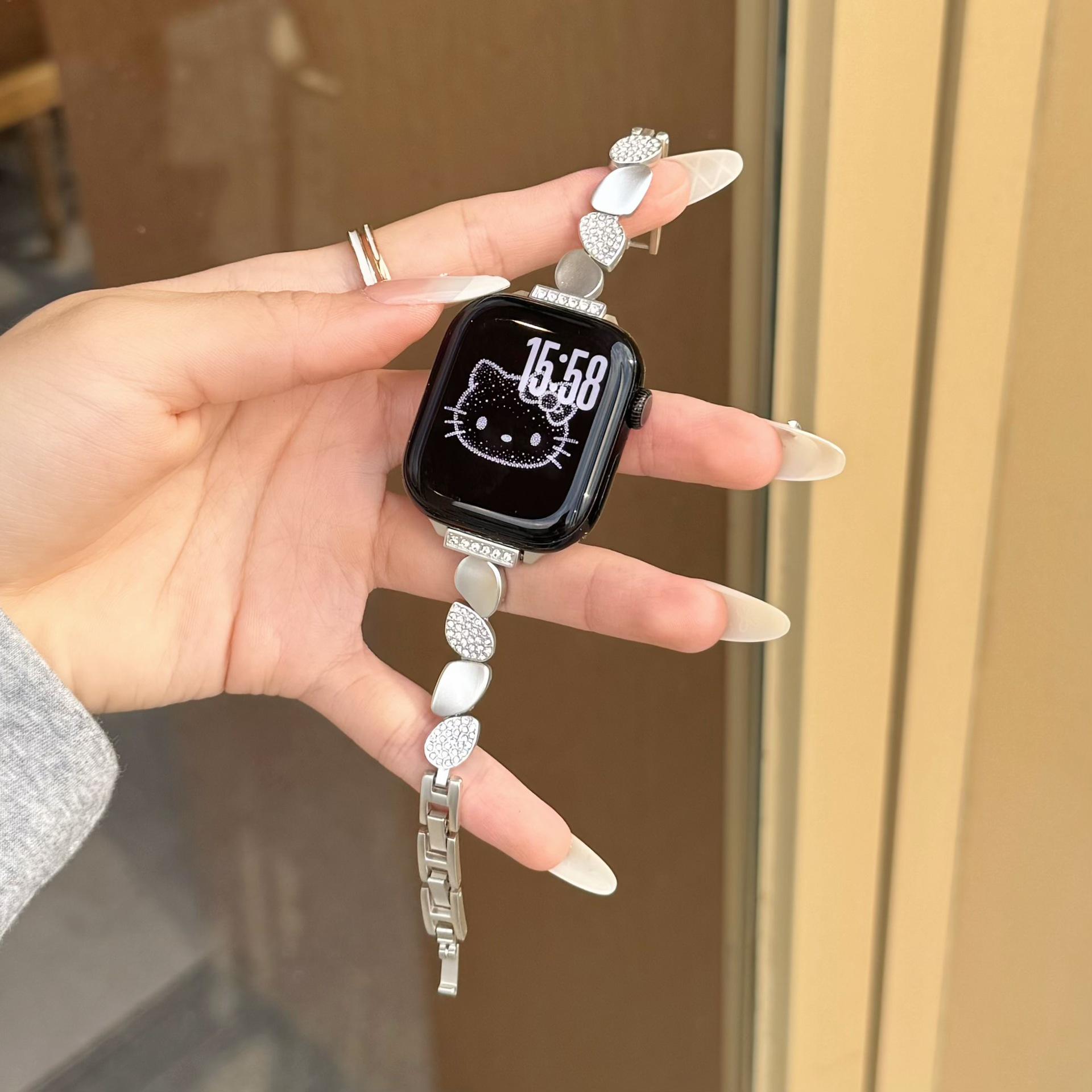 

Pebble-Inlaid Diamond Chain Strap for Apple Watch Series 2-11 Huawei 22mm звездного света