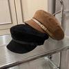 Women's flat-top hat with belt, British-style newsboy cap, duckbill cap, octagonal beret, trendy