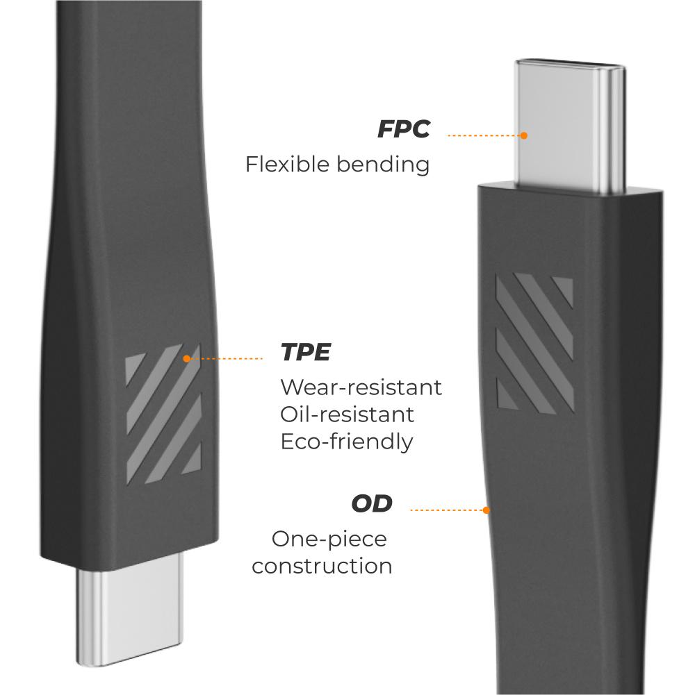 OEM 90 Degree High-Power 60W Data Transfer Cable with 3A PD Fast Charging Type-C Data Cable for Mobile Phones Tablets