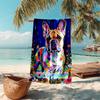 1PC Custom Name Colorful French Bulldog Art Beach Towel Highly Absorbent And Sand-Resistant Towel for Swimming, Pool, Yoga, And Travel Lightweight