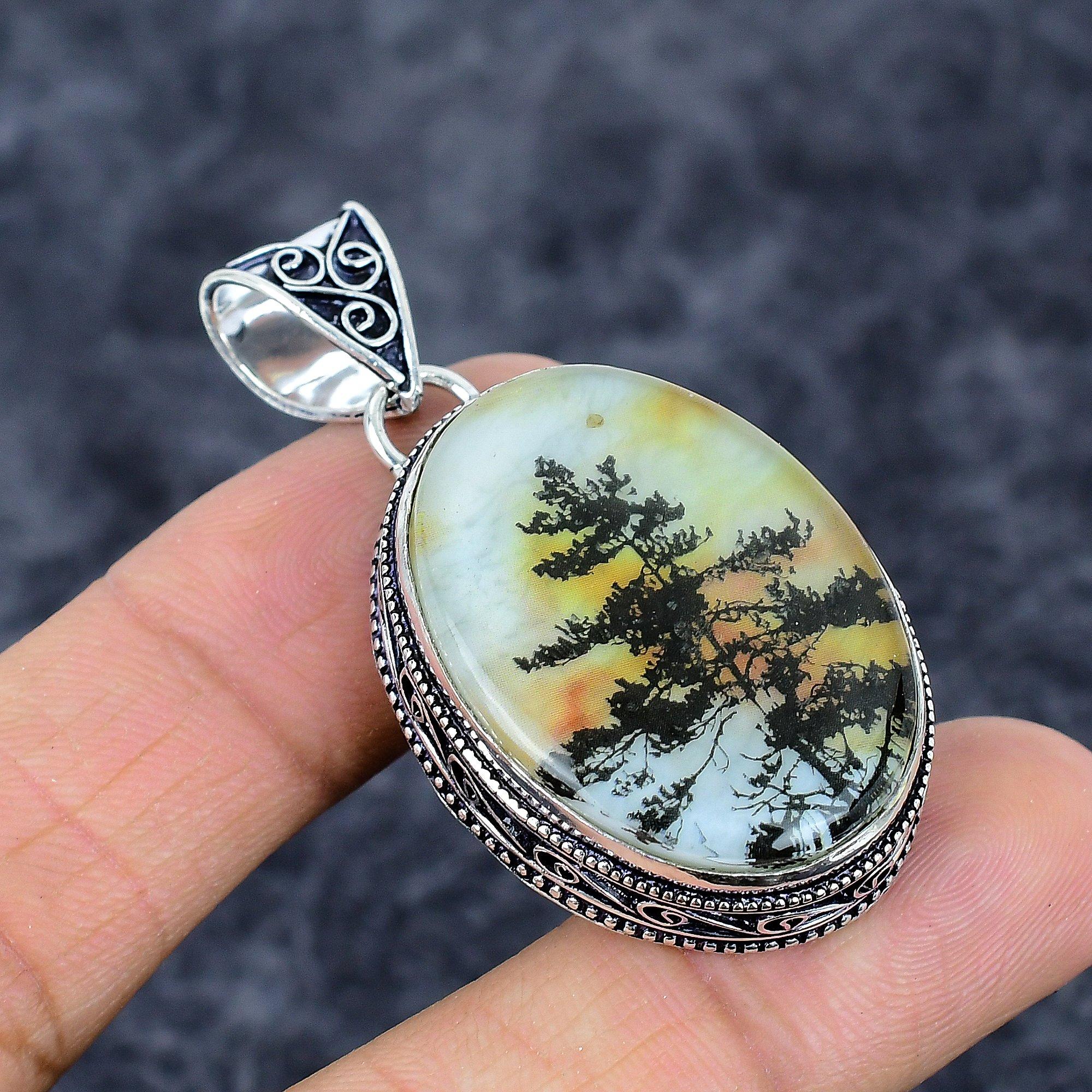 

Dendrite Opal Gemstone Handmade 925 Sterling Silver Jewelry Pendant 2.09 M-3287