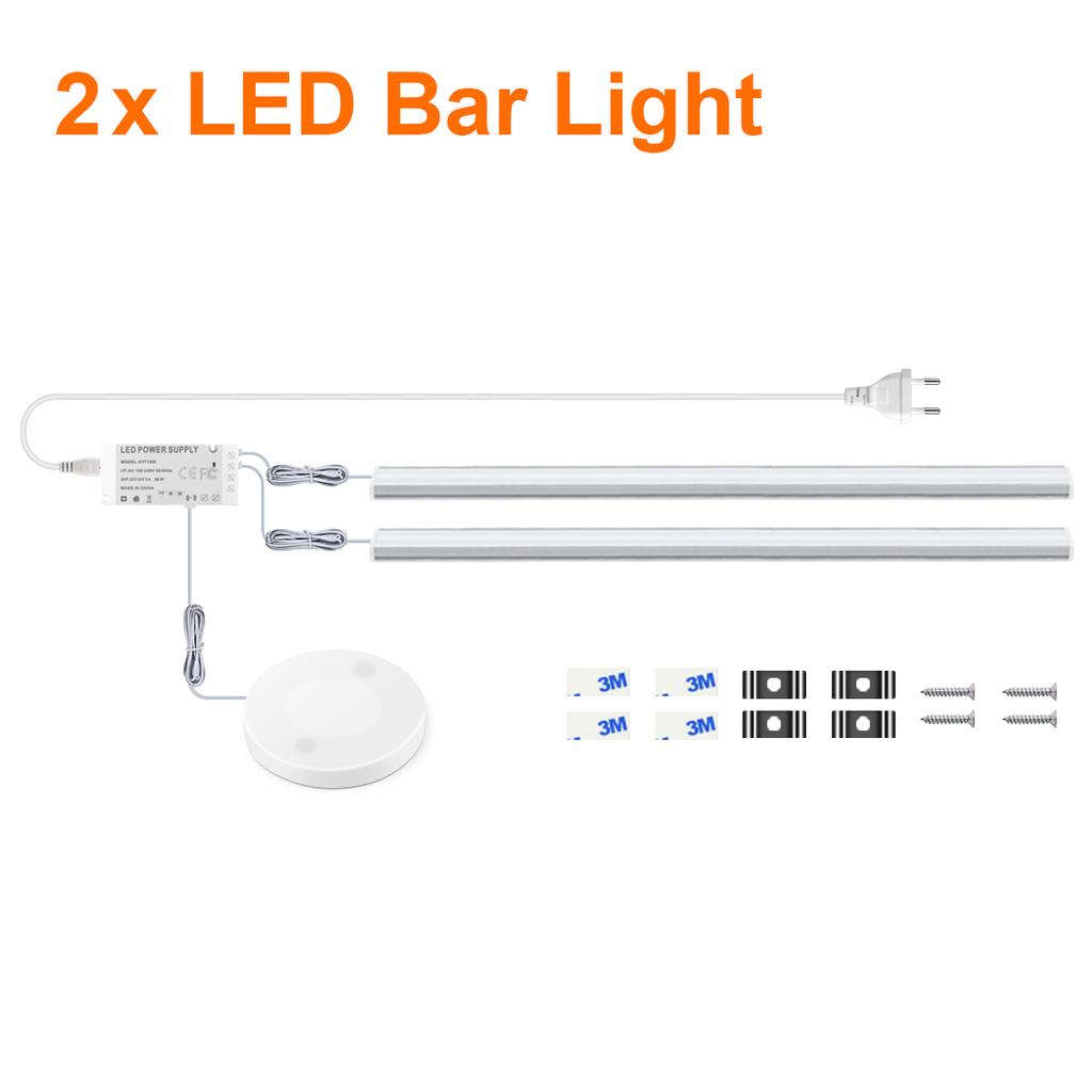 30/40/50CM LED Kitchen Cabinet Light 12V Aluminium Bar Lamp Tube With Penetrable Wood 25mm Touch Motion Sensor Dimmiable Switch