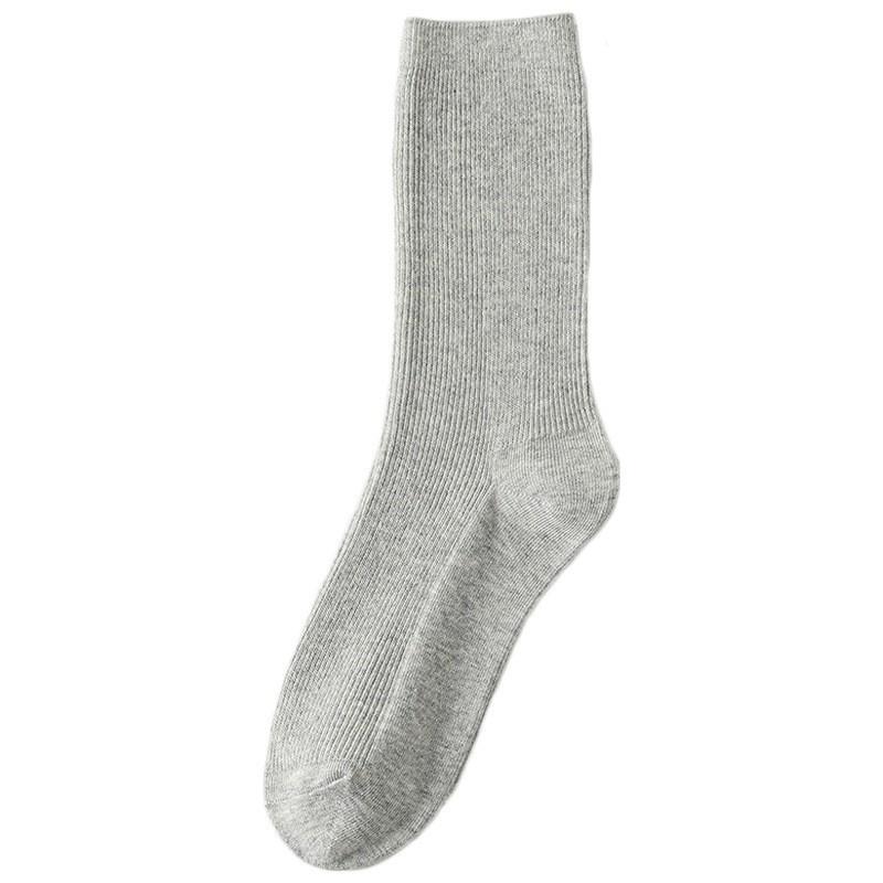 Gray Socks Pure Cotton Stacking Socks Spring And Autumn Thin Solid Color Double Needle Boneless Cotton Sweat-Absorbing Deodorant Medium Tube Socks