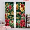 2pcs,2D Plane Printing Popular Curtains Christmas88 Versatile Fabric (without Rod) Festive for Bedroom Living Room Study Room