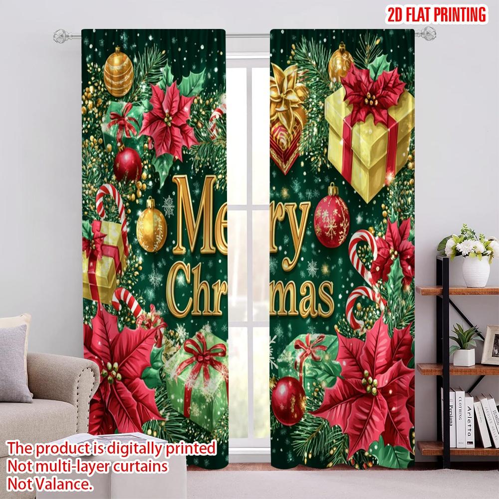

2pcs,2D plane printing Popular Curtains Christmas88 Versatile Fabric (without rod) Festive for Bedroom Living Room Study Room 52.50 × 116.00 cm 2 pcs