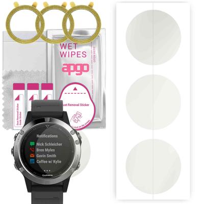 3x Protector de Pantalla apgo MATTE de Hidrogel para Garmin Fenix 5 Plus, Película de Hidrogel, con capa de posicionamiento fácil instalación