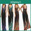 Elegant Women Dress Sleeveless V Neck Evening Party Gown Maxi Long Dress