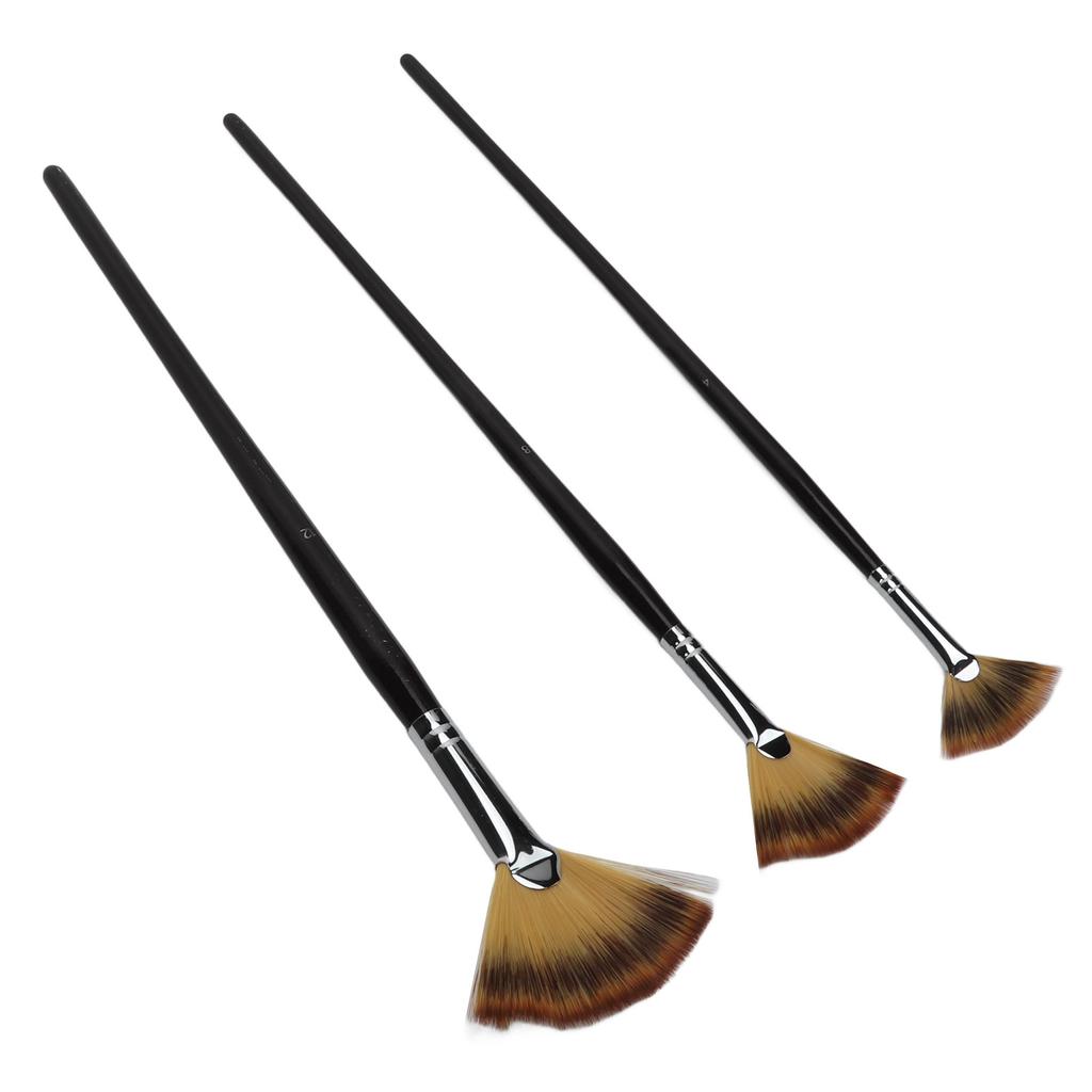 Buy 3Pcs Fan Paint Brush Set Long Handle Soft Bristles Good Toughness