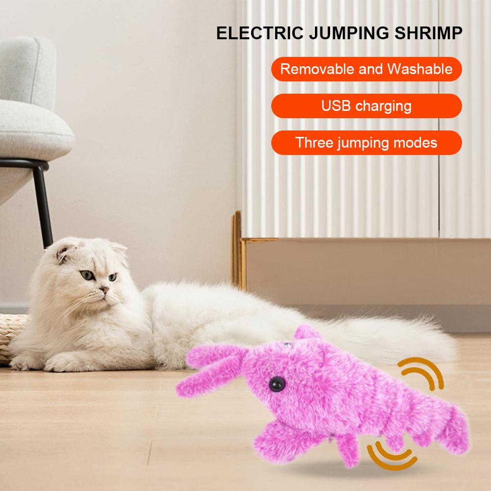 Interaktives USB-Laden Plüsch Hummer Haustierspielzeug für Katzen und Hunde Niedliches tanzendes weiches Haustierzubehör für Spielzeitspaß