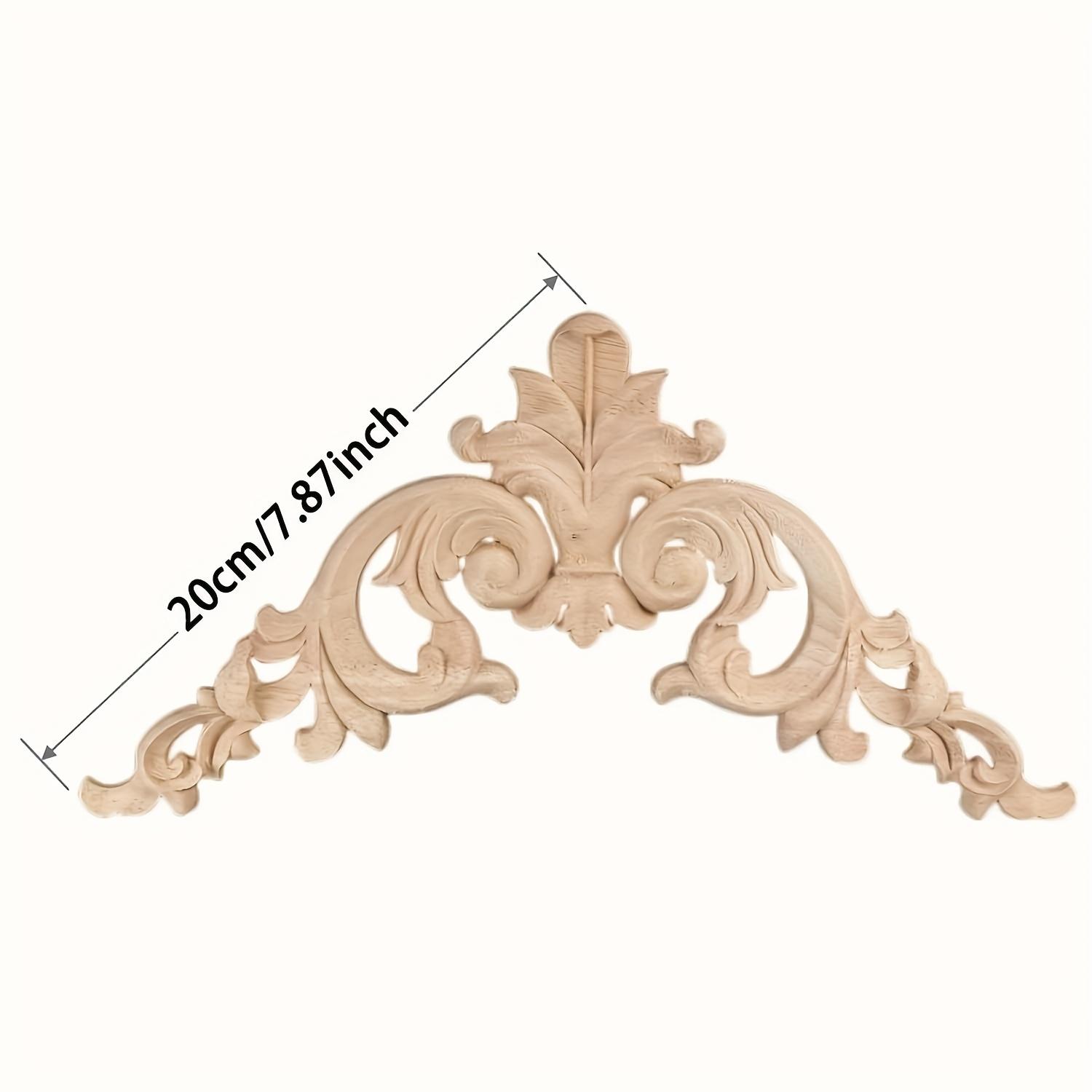 

4-упаковка деревянных аппликаций, неокрашенные деревянные резные угловые наклейки, ретро-резные украшения для двери, шкафа, кровати, стены, камина, зеркала, гардероба 20*20cm/7.87*7.87inch бежевый