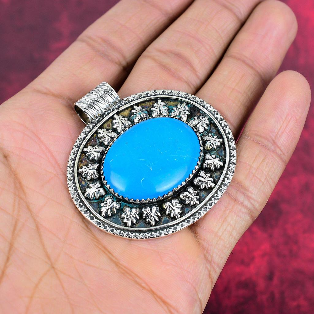 Sleeping Turquoise 925 Solid Sterling Silver Pendant, Handmade Gemstone Pendant Jewelry, Gifts For Wife Brand New Pendant