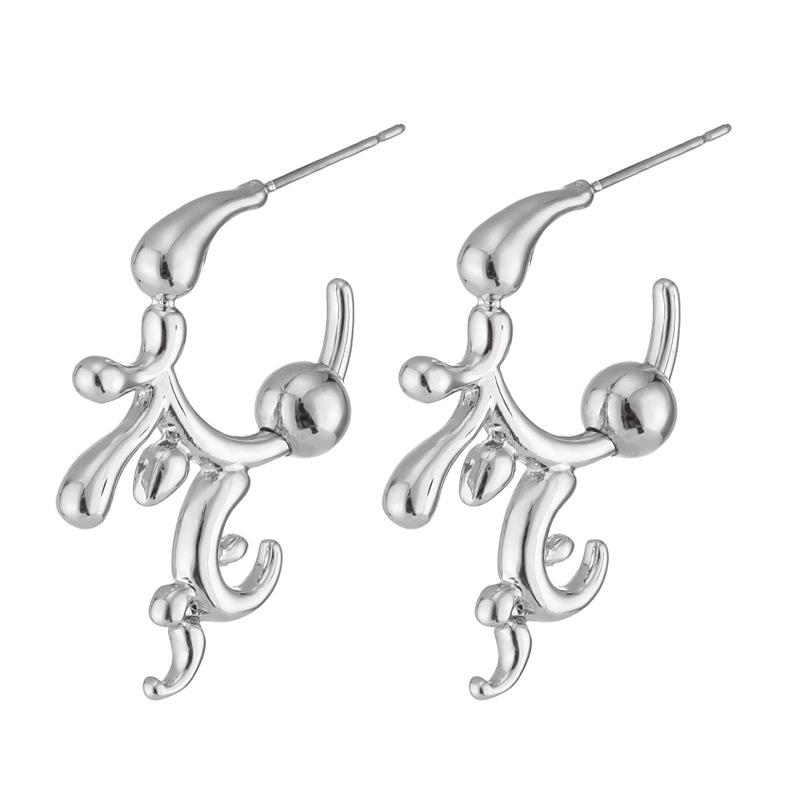 Kenjie INS. Irregular Gold Plated Metal Earrings for Women - European & American Fashion Studs