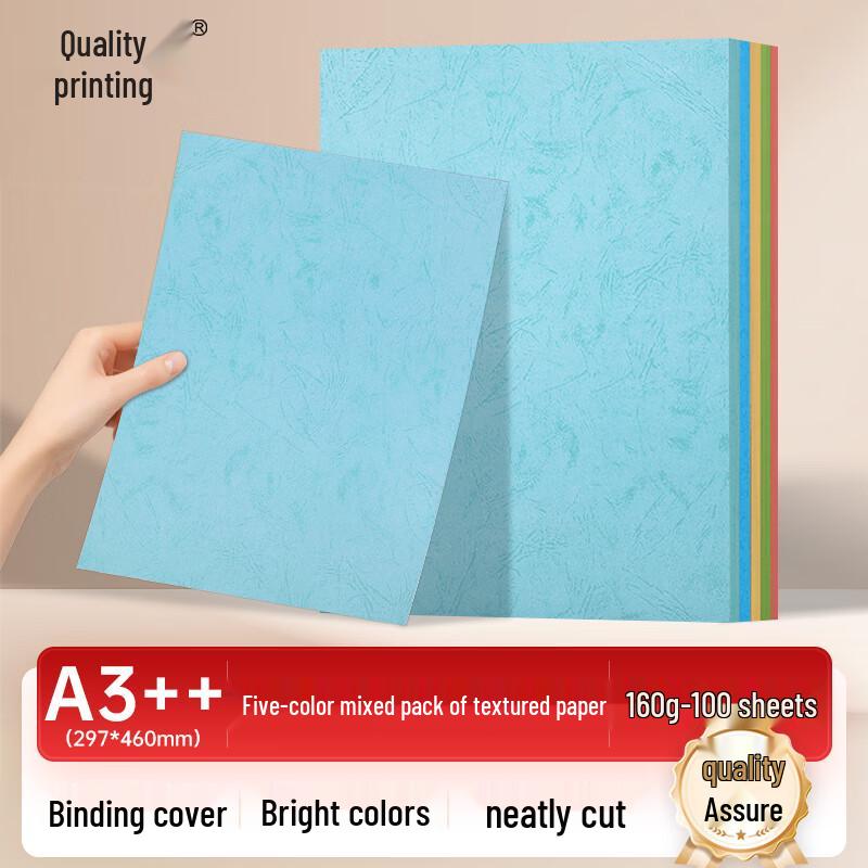 Zhiyin A3 Embossed Cover Paper Card Stock, 160g, 100 Sheets, Mixed Colors