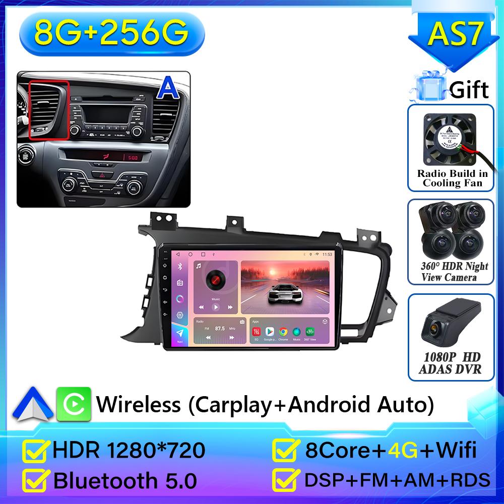 Autoradio Android 16 pour Kia K5 Optima 2011-2015 GPS Android Auto Carplay Wifi 4G Autoradio Stéréo Sans écran 2din DVD